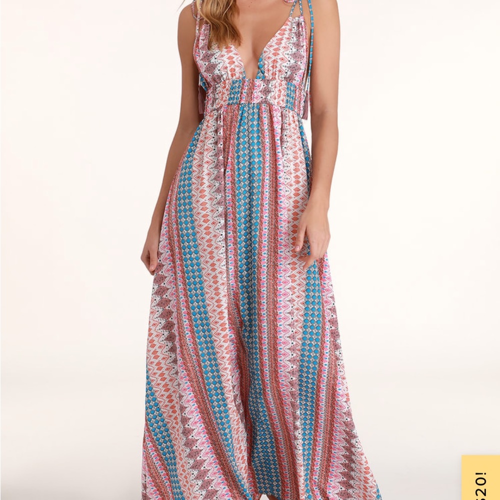 Lulus, multi-print maxi dress, size large